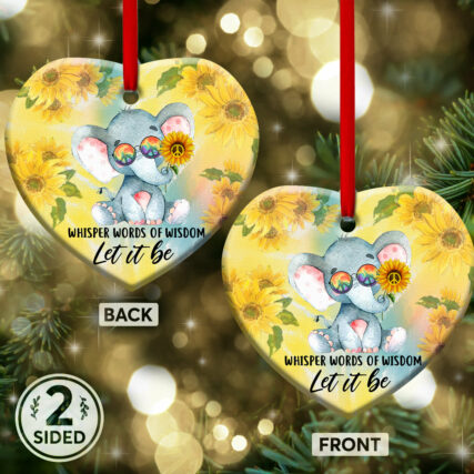Elephant Whisper Words Of Wisdom Let It Be - Heart Ornament - Owl Ohh - Owl Ohh