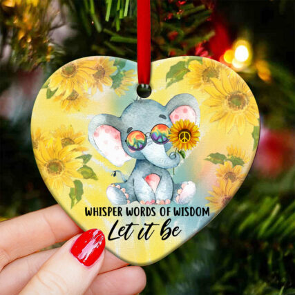 Elephant Whisper Words Of Wisdom Let It Be - Heart Ornament - Owl Ohh - Owl Ohh