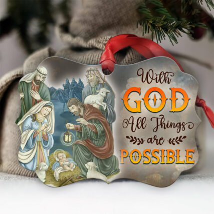 Jesus With God All Things Are Possible - Horizontal Ornament - Owl Ohh - Owl Ohh