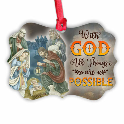 Jesus With God All Things Are Possible - Horizontal Ornament - Owl Ohh - Owl Ohh