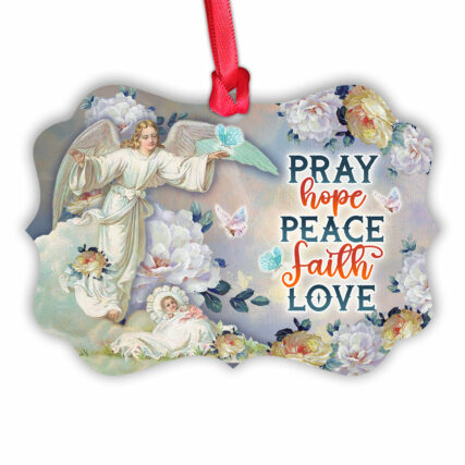 Angel Pray Hope Peace Faith Love - Horizontal Ornament - Owl Ohh - Owl Ohh