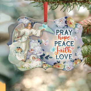 Angel Pray Hope Peace Faith Love - Horizontal Ornament - Owl Ohh - Owl Ohh