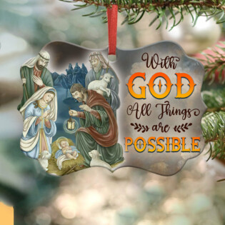 Jesus With God All Things Are Possible - Horizontal Ornament - Owl Ohh - Owl Ohh