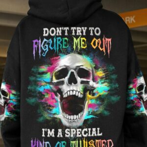 DON'T TRY TO FIGURE ME OUT COLORFUL SKULL ALL OVER PRINT - YHNT2803231