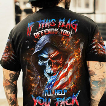 IF THIS FLAG OFFENDS YOU I'LL HELP YOU PACK SKULL ALL OVER PRINT - YHLN1104234