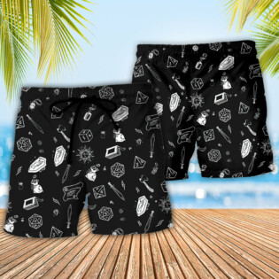 DnD Button Up Black & White Pattern - Beach Short - Owl Ohh-Owl Ohh
