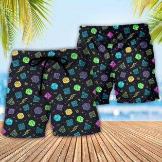 DnD Dice Retro Design - Beach Short - Owl Ohh-Owl Ohh