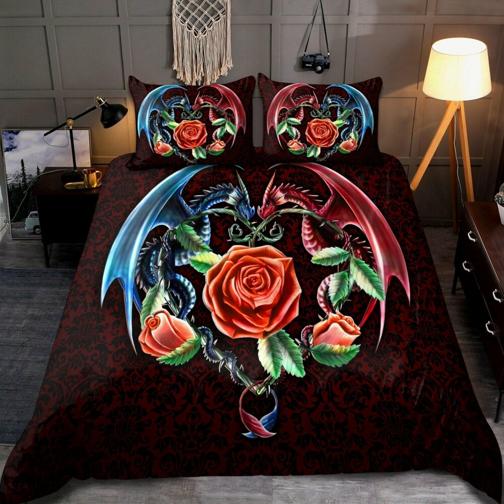 Dragon And Red Rose - Bedding Cover - Owl Ohh - Owl Ohh