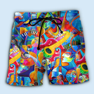 Amazing Mutiple Color Music Colorful Style - Beach Short-Owl Ohh