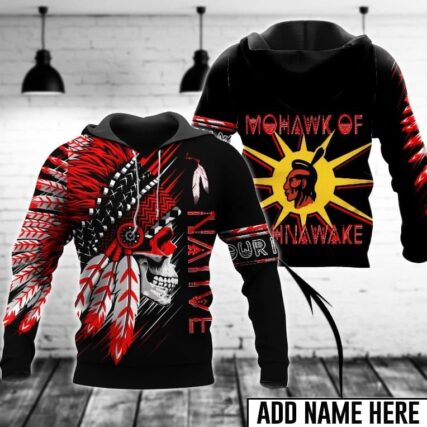 Native skull feather style amazing custom name - Hoodie - HOOD01NGA151021