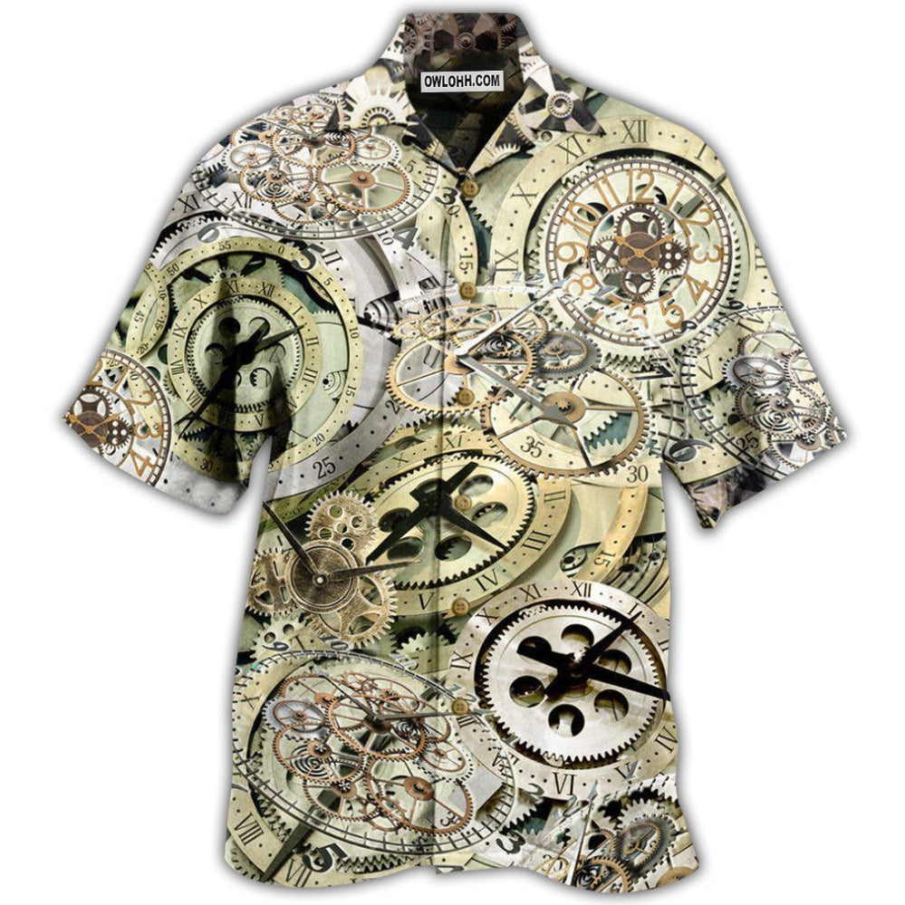Clock One Speed One Gear Clock With Vintage Style - Hawaiian Shirt - Owl Ohh - Owl Ohh