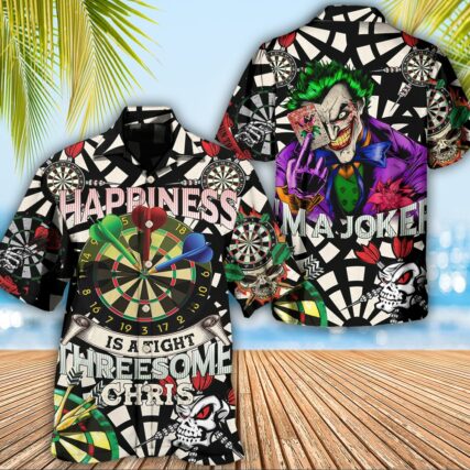 Darts Happiness Black And White Style - Hawaiian Shirt - Owl Ohh - Owl Ohh