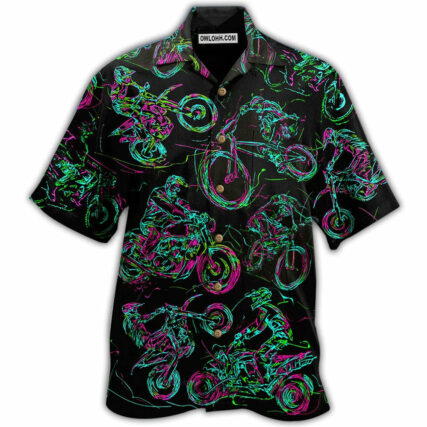 Motorcycle Lover Neon Light - Hawaiian Shirt - Owl Ohh - Owl Ohh