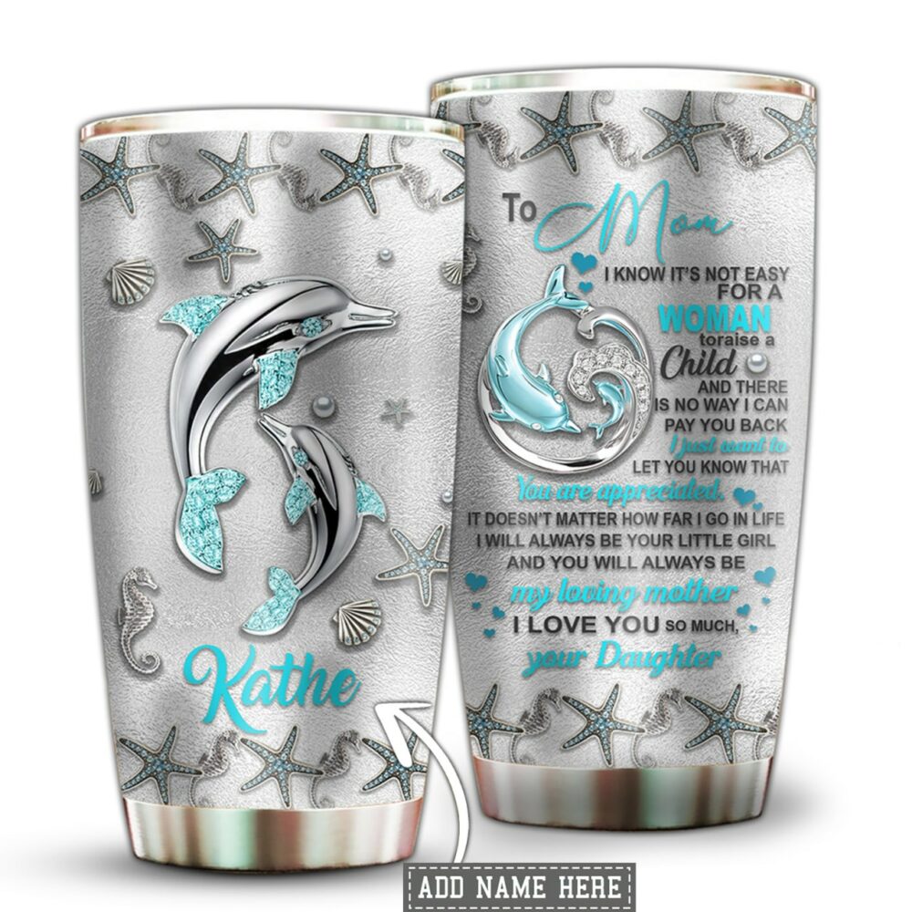Dolphin Mother And Daughter Personalized - Tumbler - Owl Ohh - Owl Ohh