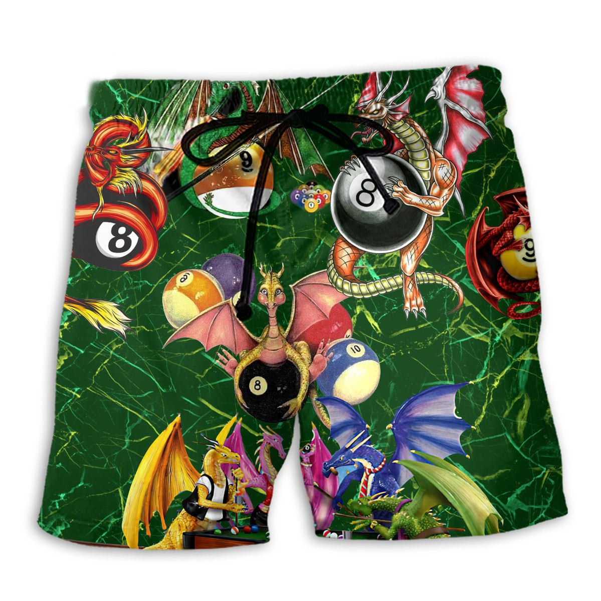 Dragon Billiard Love Life Green - Beach Short - Owl Ohh - Owl Ohh
