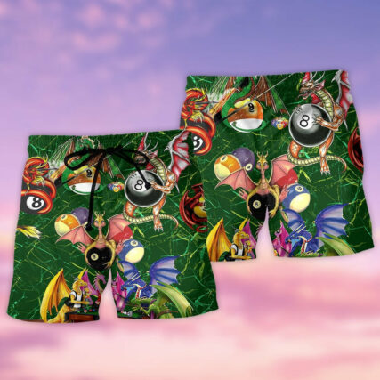 Dragon Billiard Love Life Green - Beach Short - Owl Ohh - Owl Ohh