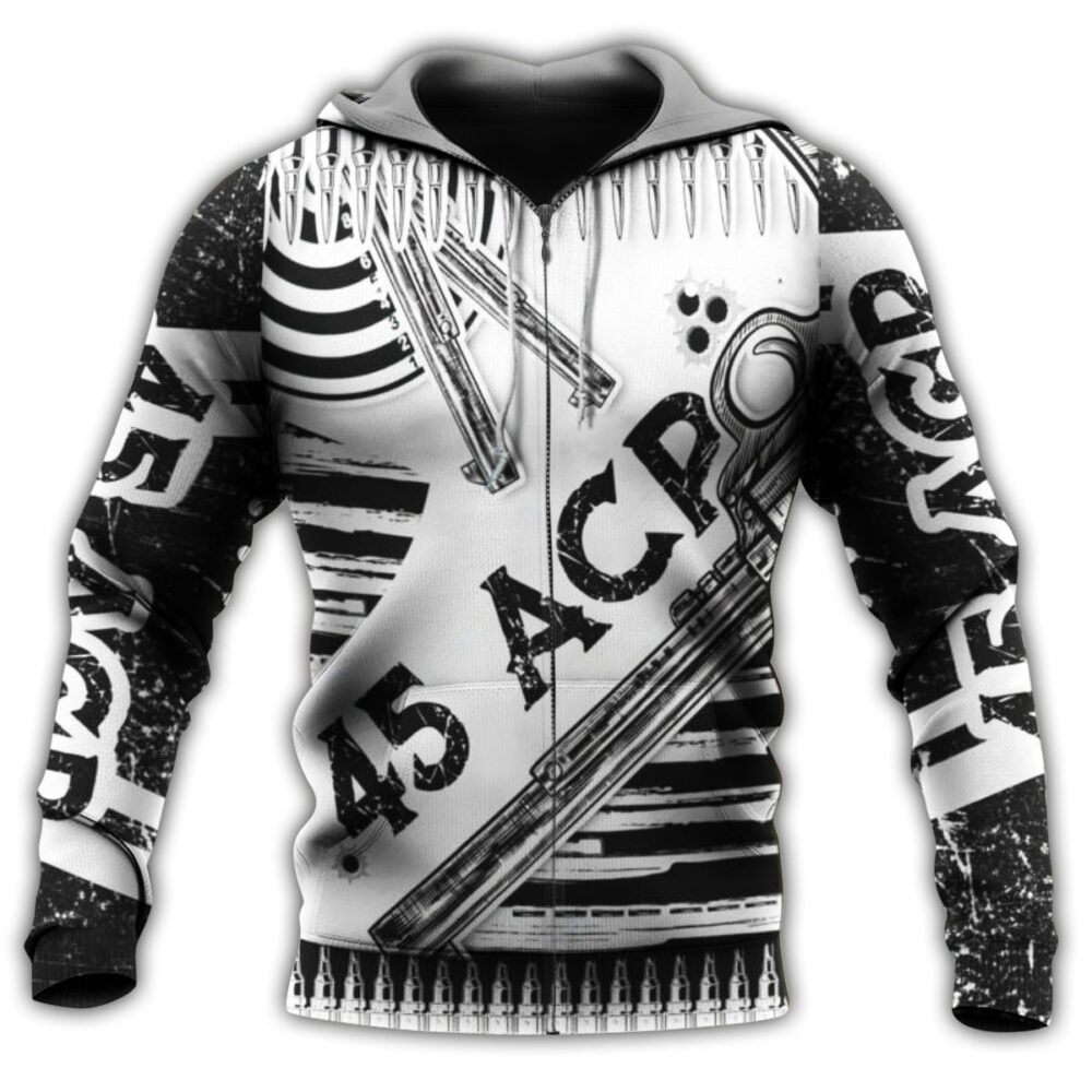 Gun .45 ACP Black And White Style - Hoodie - Owl Ohh - Owl Ohh