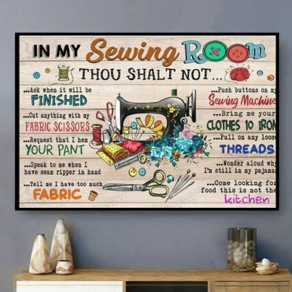 Sewing In My Sewing Room - Horizontal Poster - Owl Ohh - Owl Ohh