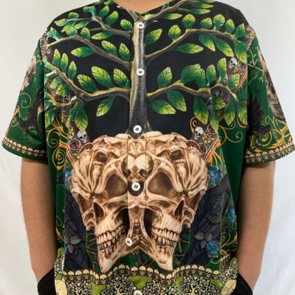 Skull Trees Style Love Green - Baseball Jersey - Owl Ohh - Owl Ohh