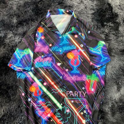 Cocktail Happy Hour Neon Style Amazing - Hawaiian Shirt - Owl Ohh - Owl Ohh