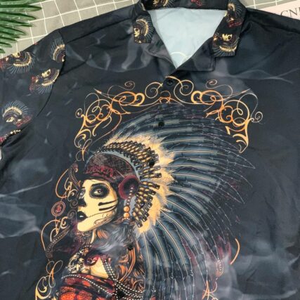 Native Girl Skull Style Dark - Hawaiian Shirt - Owl Ohh - Owl Ohh