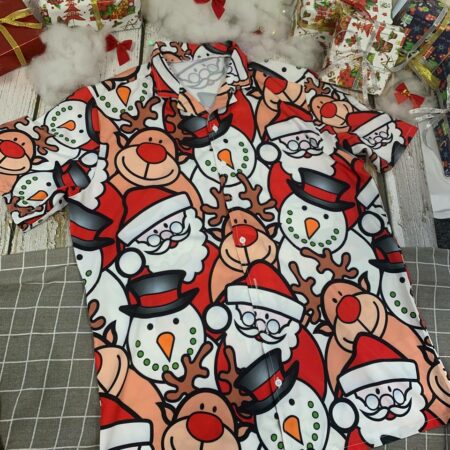 Christmas Cutie Santa And Reindeer Funny Style - Hawaiian Shirt - Owl Ohh - Owl Ohh