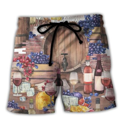 Wine Grape Art Style - Beach Short - Owl Ohh