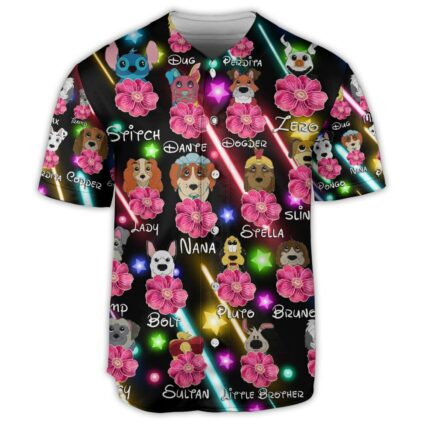 Dog Of DN Funny Dog Flower Neon Style Lovers Dog - Baseball Jersey - Owl Ohh-Owl Ohh