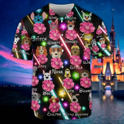 Dog Of DN Funny Dog Flower Neon Style Lovers Dog - Baseball Jersey - Owl Ohh-Owl Ohh