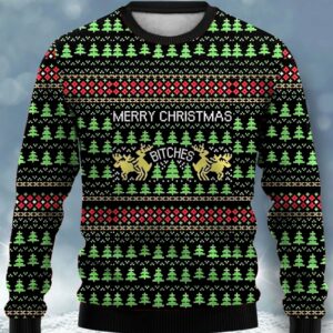 Christmas Moose Print Crewneck Sweater