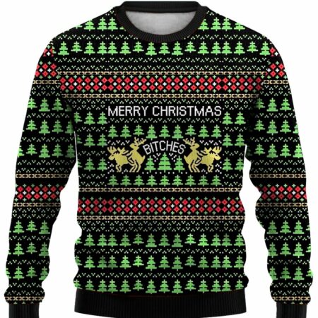 Christmas Moose Print Crewneck Sweater