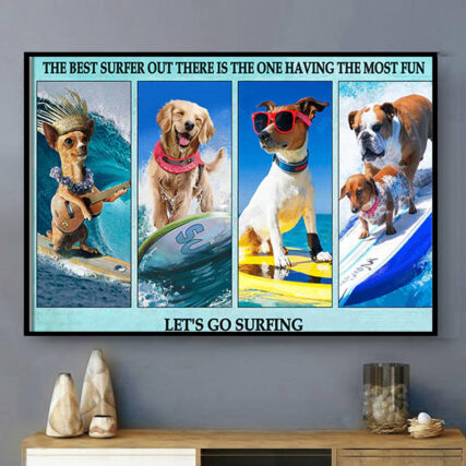 Surfing So Funny Dog - Horizontal Poster - Owl Ohh - Owl Ohh