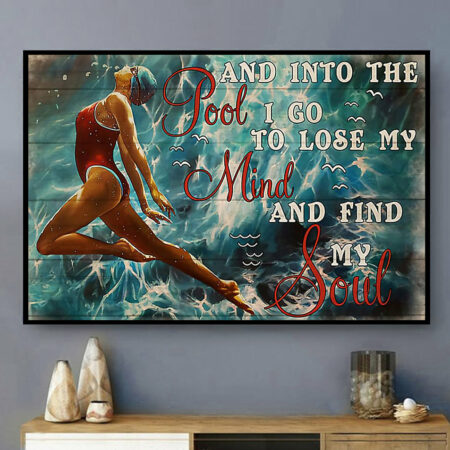 Swimming - Into The Pool I Go To Lose My Mind Ocean - Horizontal Poster - Owl Ohh - Owl Ohh