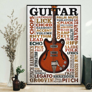 Guitar Words With Classic Style - Vertical Poster - Owl Ohh - Owl Ohh