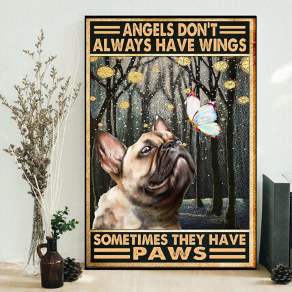 French Bulldog Angels Paws Butterfly - Vertical Poster - Owl Ohh - Owl Ohh