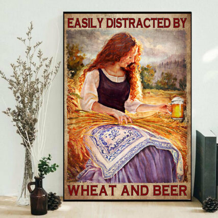 Beer Easily Distracted By Wheat And Beer - Vertical Poster - Owl Ohh - Owl Ohh