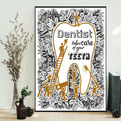 Dentist Takes Care Of Your Teeth Carefully - Vertical Poster - Owl Ohh - Owl Ohh