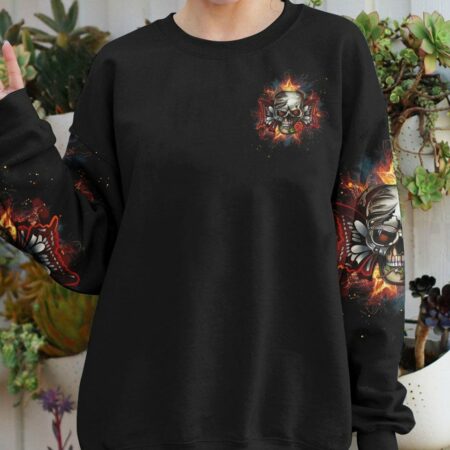 DON'T TRY TO FIGURE ME OUT SKULL BUTTERFLY ALL OVER PRINT - TLTW2303234