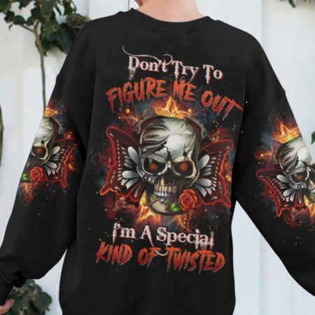 DON'T TRY TO FIGURE ME OUT SKULL BUTTERFLY ALL OVER PRINT - TLTW2303234