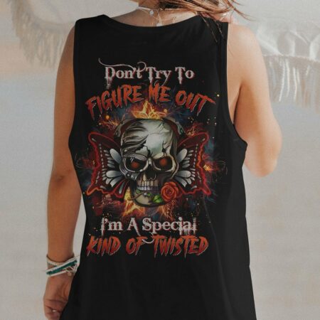DON'T TRY TO FIGURE ME OUT SKULL BUTTERFLY ALL OVER PRINT - TLTW2303234