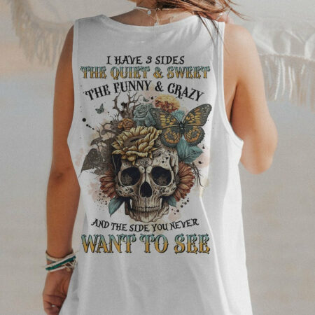 I HAVE THREE SIDES VINTAGE FLOWER SKULL ALL OVER PRINT - TLTR1804232