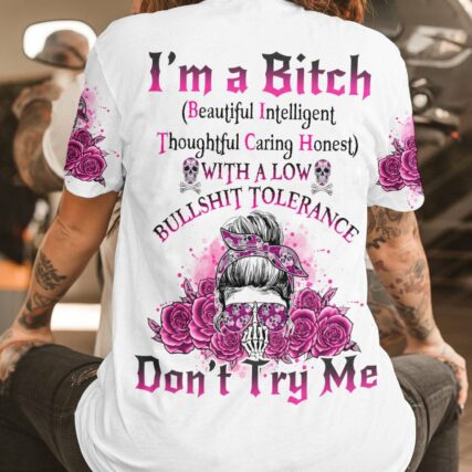 I'M A B DON'T TRY ME ROSE MESSY BUN ALL OVER PRINT - TLNO1701231