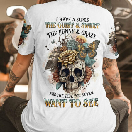 I HAVE THREE SIDES VINTAGE FLOWER SKULL ALL OVER PRINT - TLTR1804232