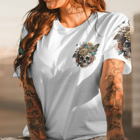 I HAVE THREE SIDES VINTAGE FLOWER SKULL ALL OVER PRINT - TLTR1804232