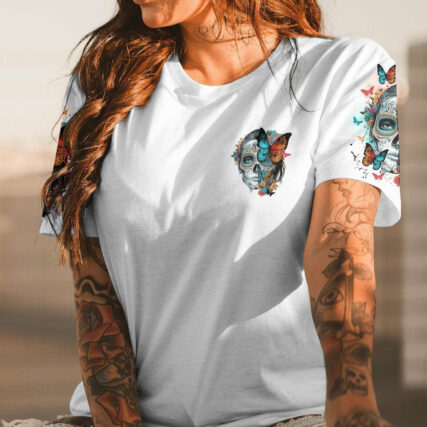DON'T TRY TO FIGURE ME OUT SUGAR SKULL WITH BUTTERFLY ALL OVER PRINT - TLNZ1704231
