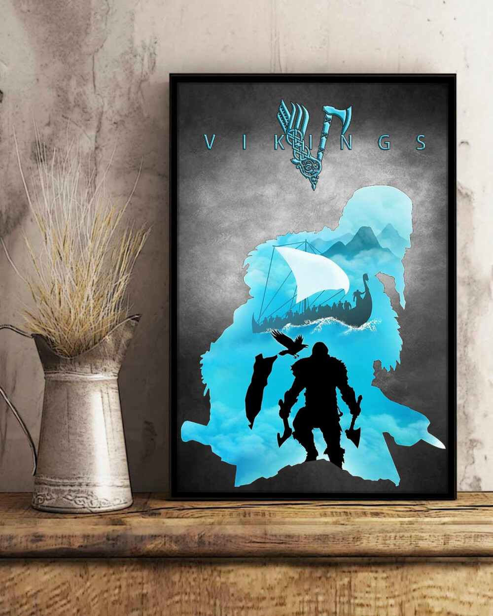 Viking Warrior Dark Sky - Vertical Poster - Owl Ohh - Owl Ohh