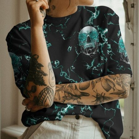 DON'T TRY TO FIGURE ME OUT ROSE SKULL THUNDER ALL OVER PRINT - TLTM0712222