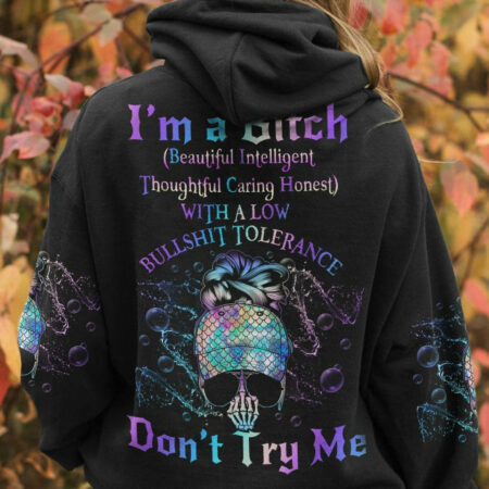I'M A B DON'T TRY ME MERMAID MESSY BUN ALL OVER PRINT - TLNO1404231