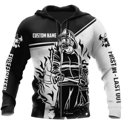 Firefighter Black And White Style Personalized - Hoodie - Owl Ohh - Owl Ohh