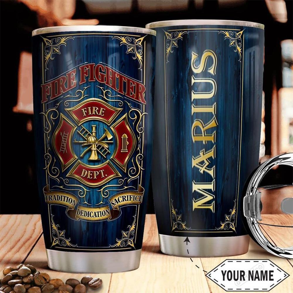 Firefighter Blue Style Personalized - Tumbler - Owl Ohh - Owl Ohh